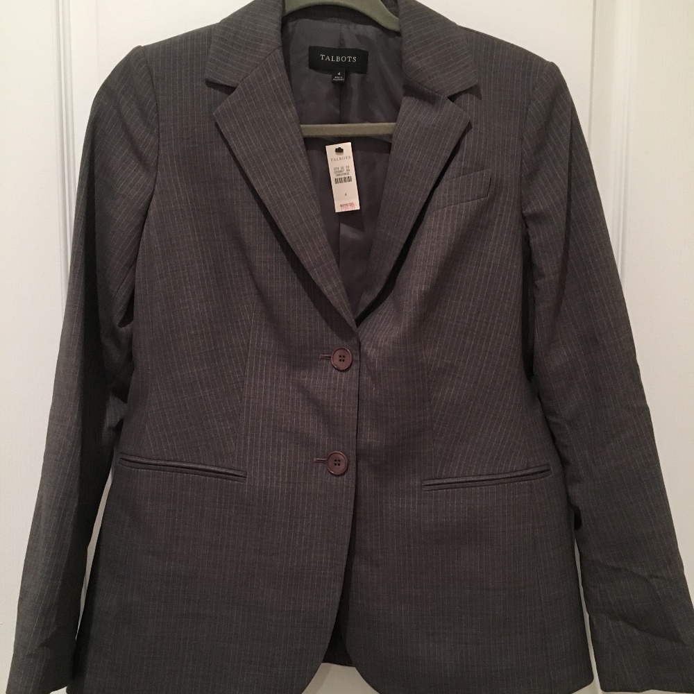 NWT Talbots Wool Blazer/Suit Jacket Grey size 4